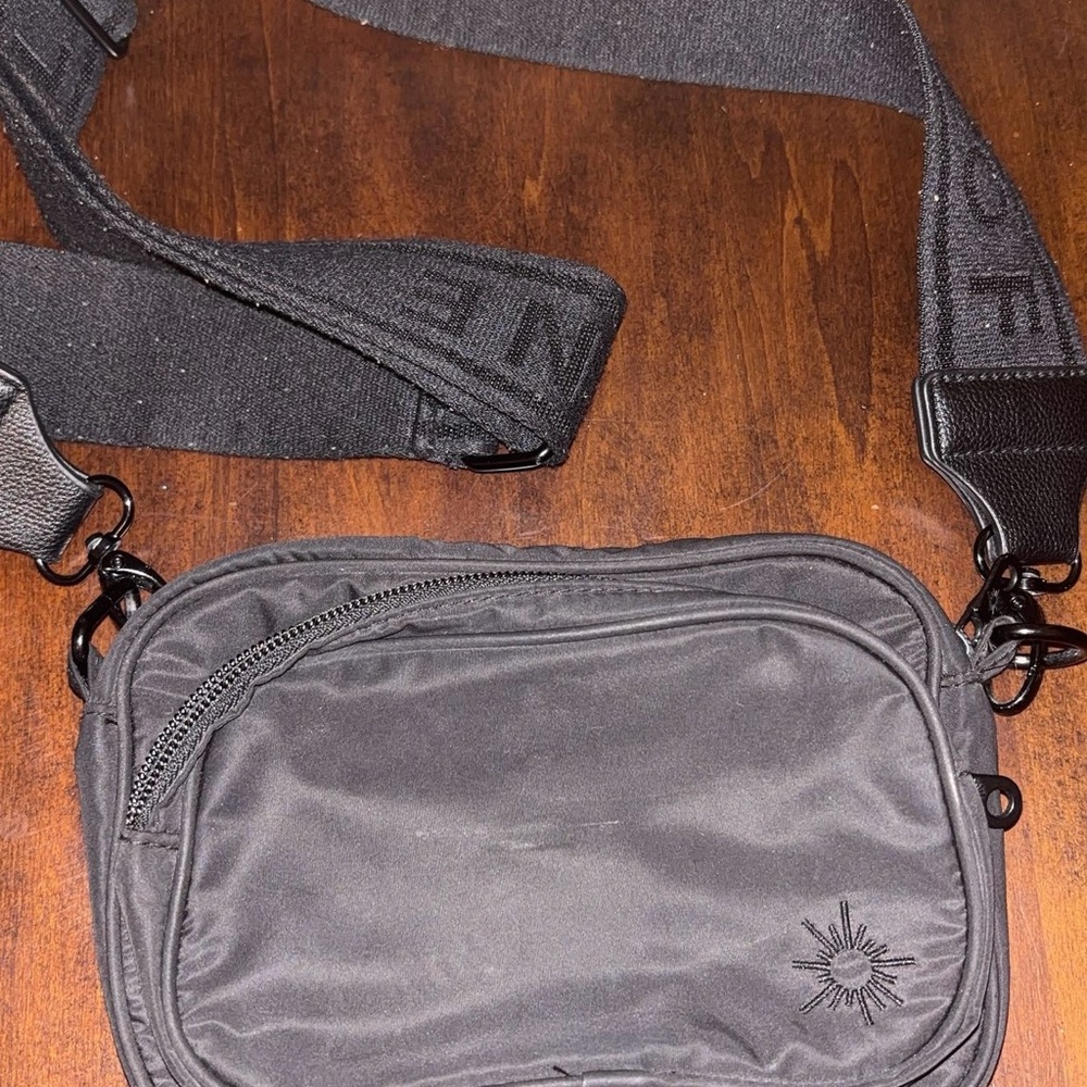 Aerie Black Crossbody Bag with Embroidered Detail